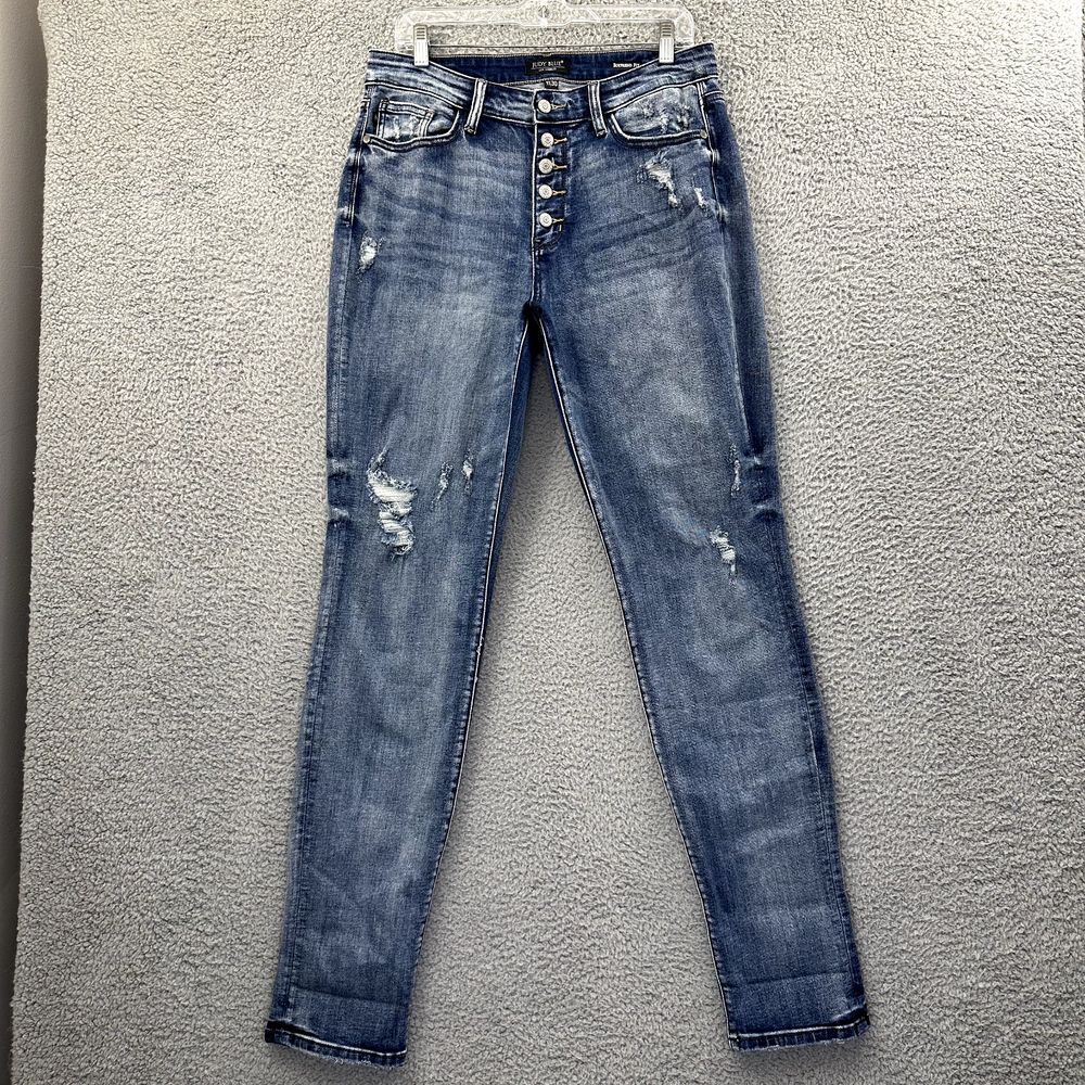 Judy Blue Boyfriend Fit Jeans Distressed Preppy Casual Stretch Women 11 30 x 34